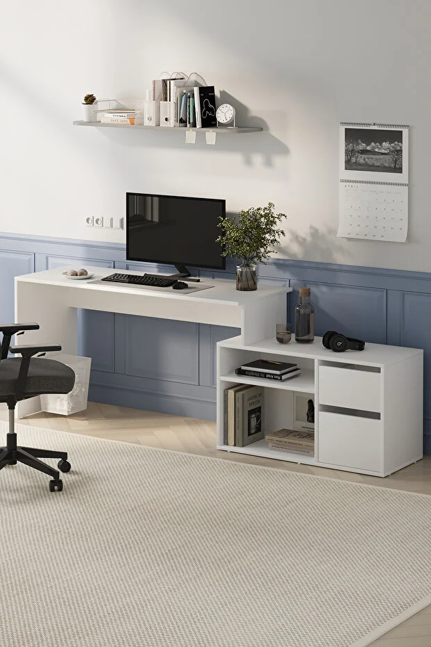 Çalışma Masası Fonksiyonel Çalışma Masası Ofis Masası Beyaz